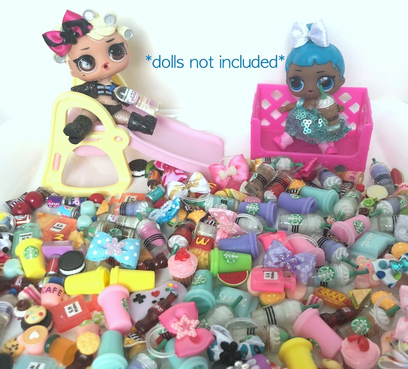 ❤️ Lol Surprise * 6 Pc Lot * Custom Bow Doll Accessories Food  Drinks ❤️
