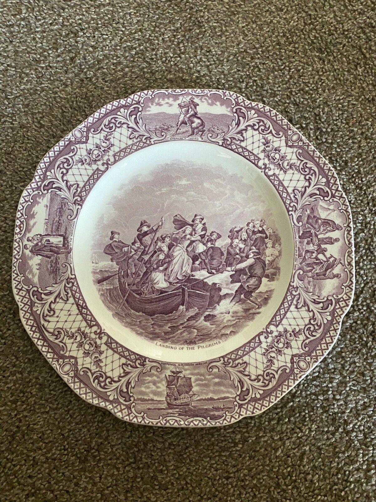 Colonial Times Crown Ducal Plate - Landing Of The Pilgrims