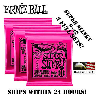 ** 3 Sets! Ernie Ball Super Slinky Electric Guitar Strings 2223 **