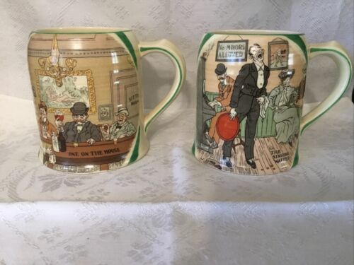 2 Crown Ducal English Mugs Steins Tankards ~ One On The House The Singing Waiter
