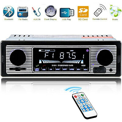 12v Fm Car Stereo Radio Bluetooth 1 Din In Dash Handsfree Sd/usb Aux Head Unit