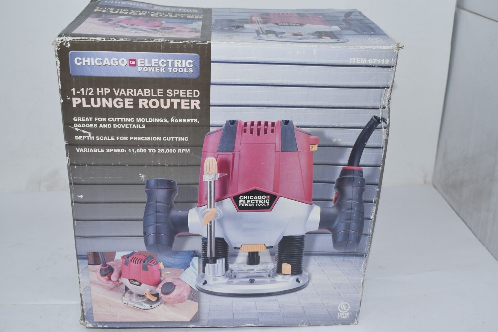 New Chicago Electric 1-1/2 Hp Heavy Duty Variable Speed Plunge Router 67119